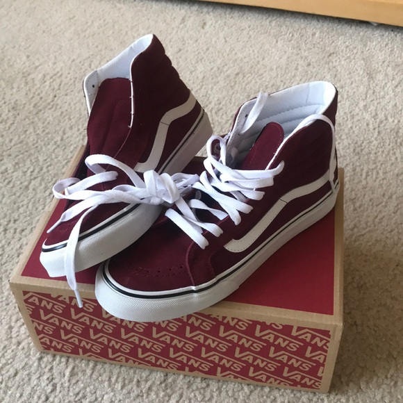 maroon van high tops